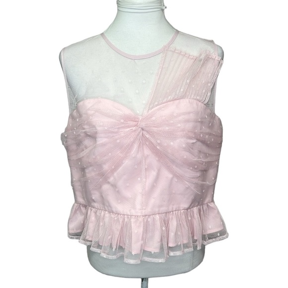 Express Tulle Swiss Dot Blouse - Picture 2 of 6